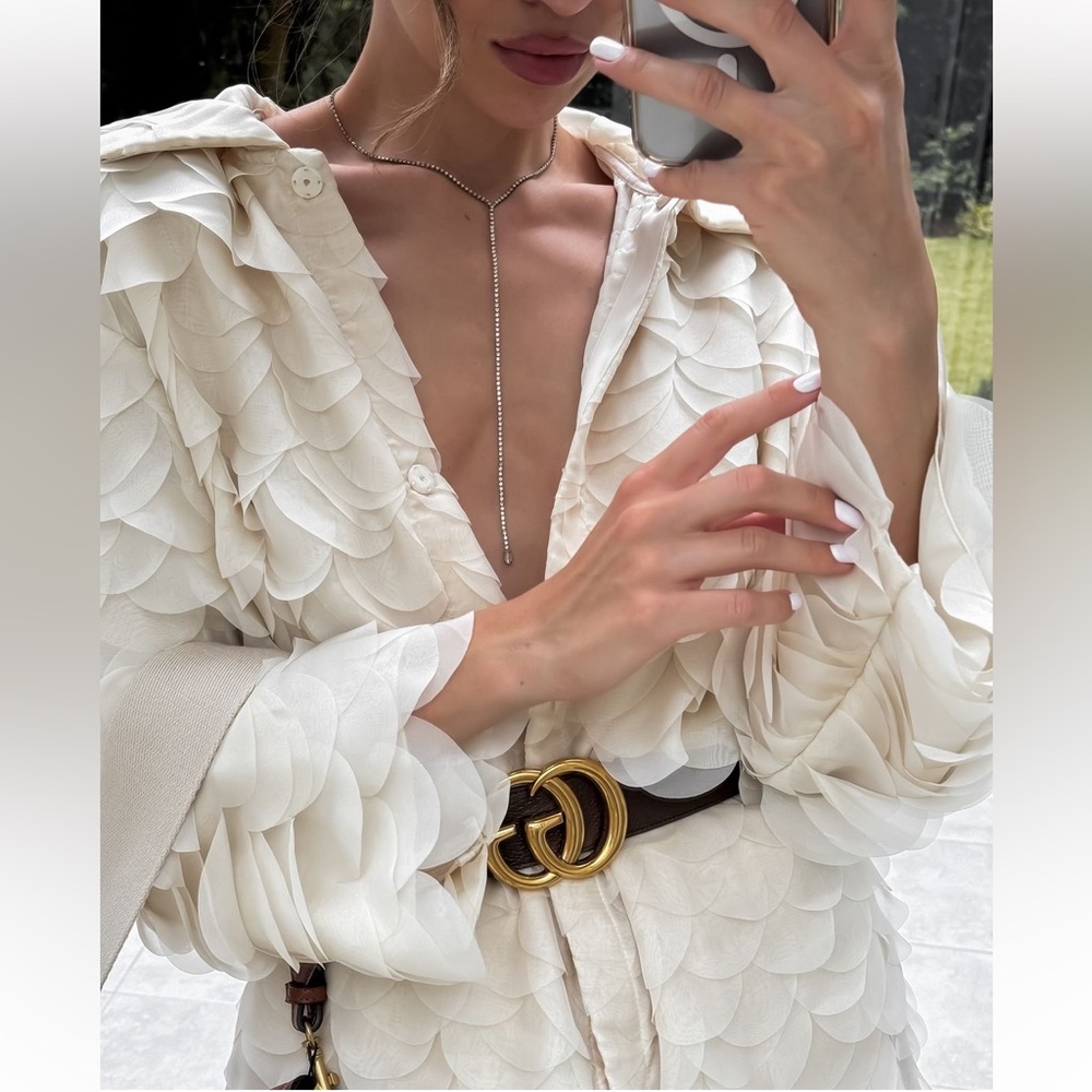 ZARA BIB COLLAR PETAL COAT - Picture 14 of 16
